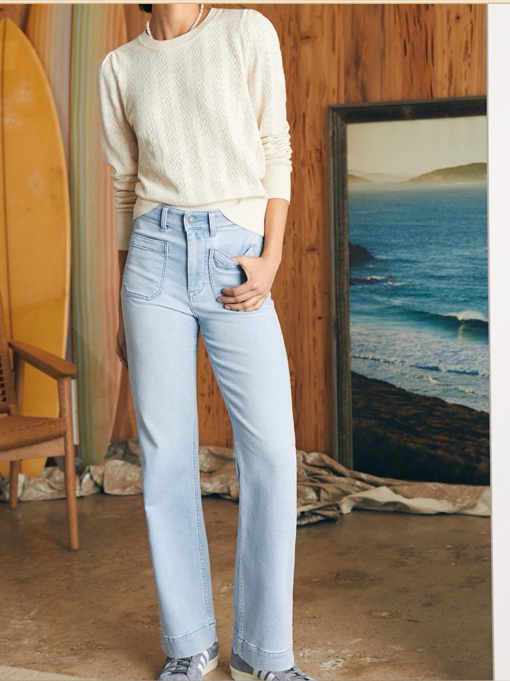 Faherty Pointelle Lola Sweater 100% cotton - Picture 4 of 9
